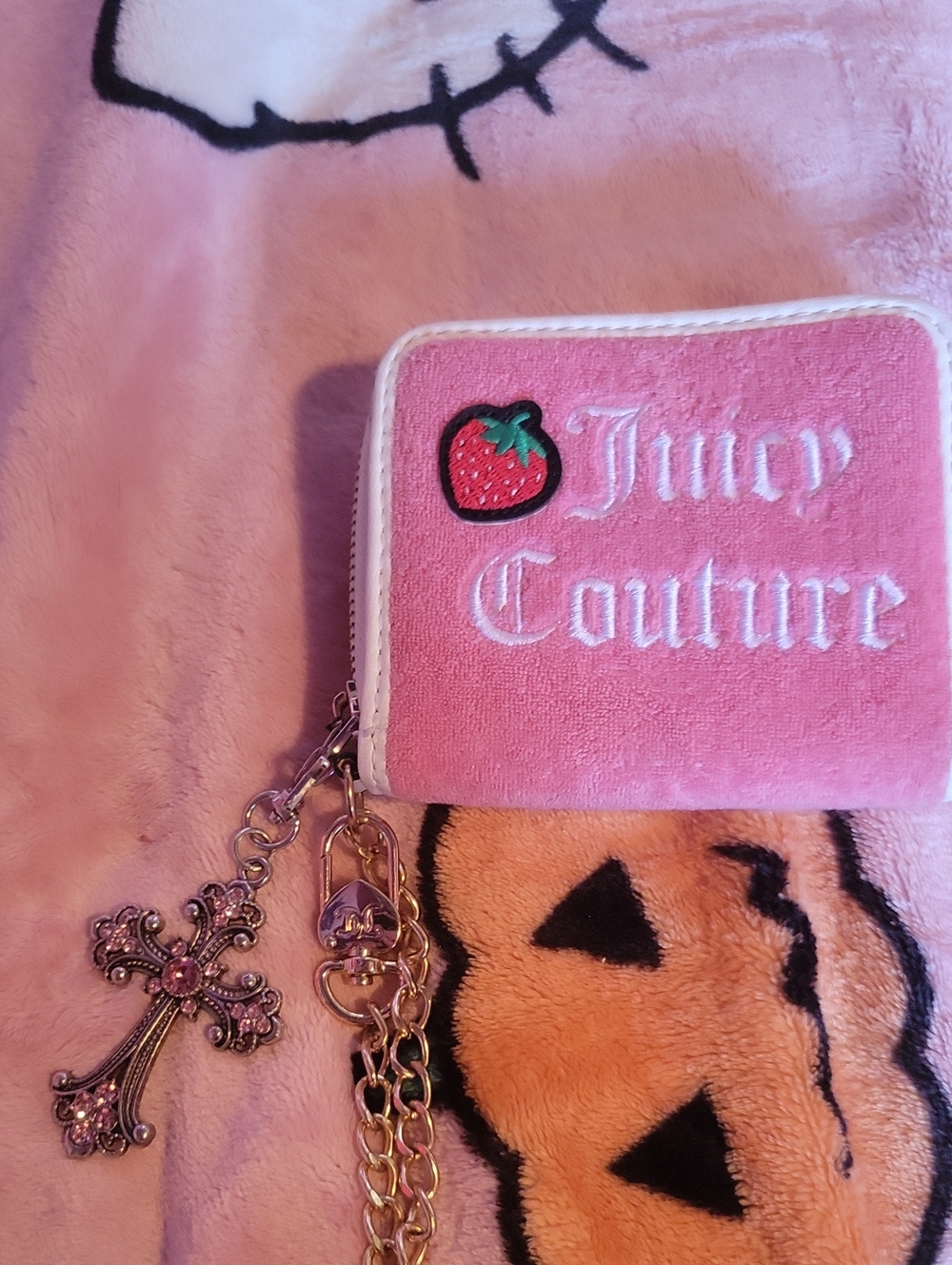 Juicy Couture Pink Strawberry Wallet with Cross Charm